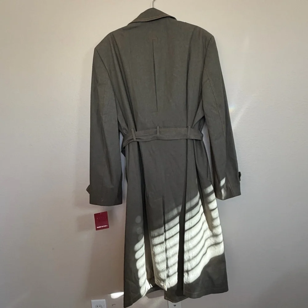 IL Canto Olive Green Denim Trench Coat